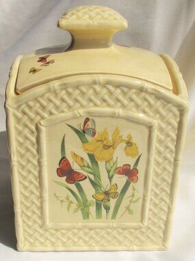 Enesco Butterfly Garden Trellis Medium/Large Canister, 1970's U121